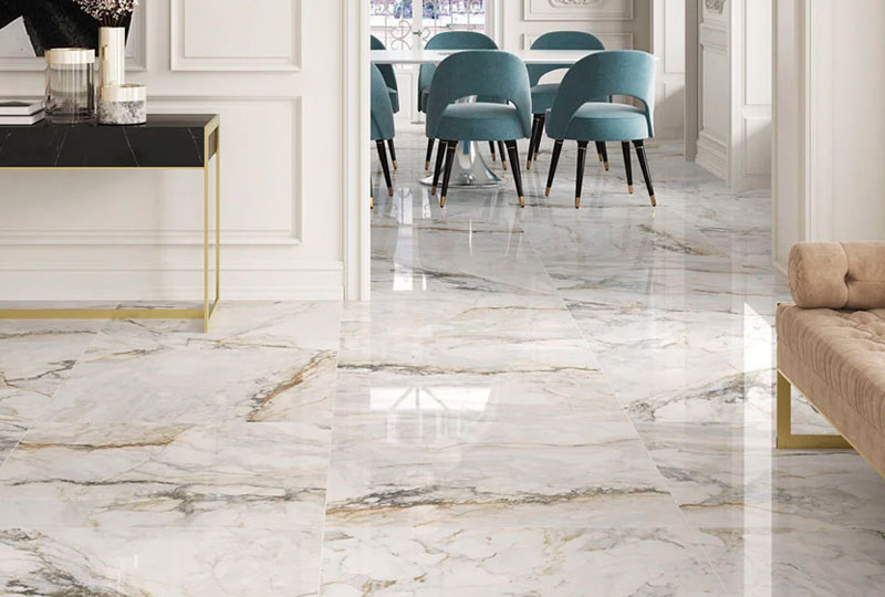 Polished Porcelain Floor Tiles, Hallway Marble-effect Floor Tiles